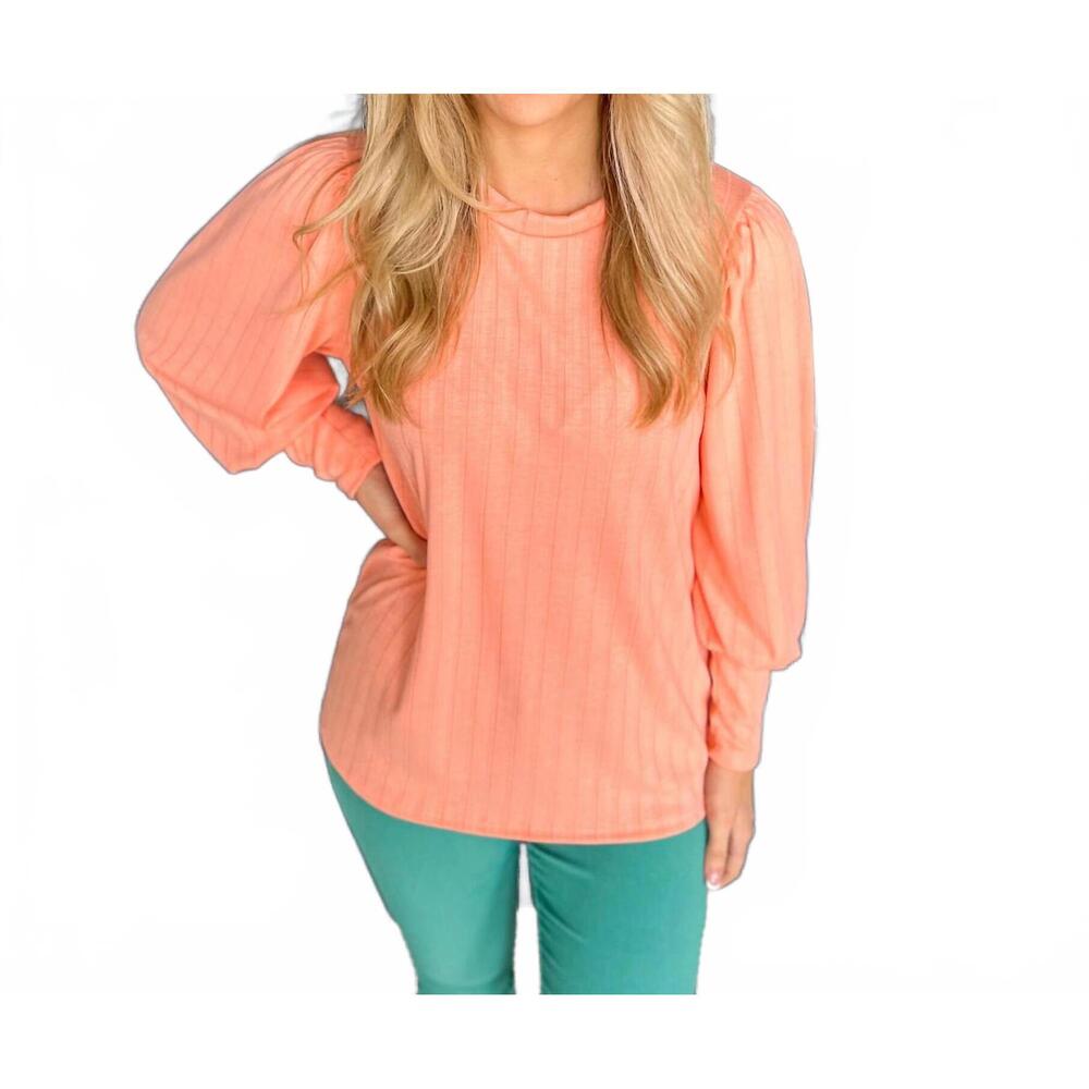 NEW LOVELY MELODY nora puff sleeve top in peach